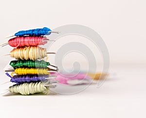 Stack of Vibrant Colorful Thread