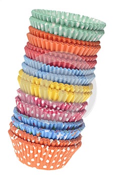 Stack of Vibrant Cupcake Wrappers