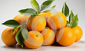 Pile of Oranges With Green Leaves