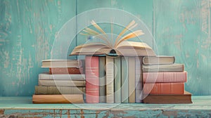 The Stack of Vintage Books.AI generated image