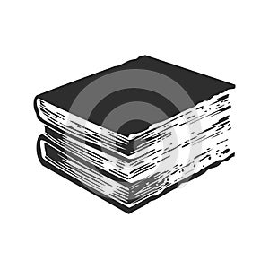 Stack Of Vintage Books Silhouette Illustration. Knowledge And Literature Concept Isolated Vector Illustration