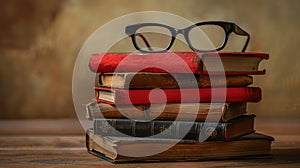 The Stack of Vintage Books. AI generated