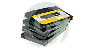 Stack vintage compact cassette tape