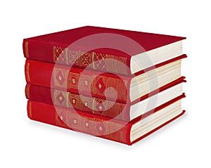 Stack of vintage red books