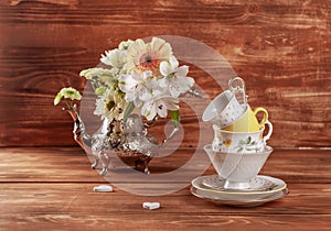 Stack of vintage tea cups