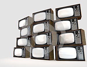 Stack of Vintage Televisions