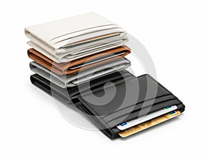 Stack of wallets, isolated on white background