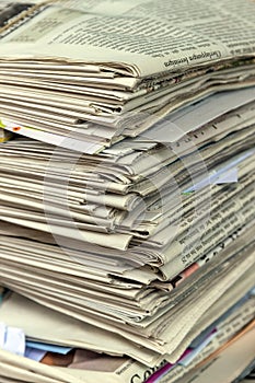 Stack of waste paper. old newspapers