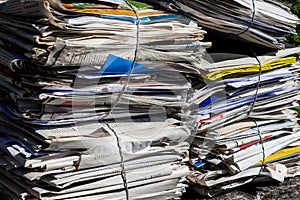 Stack of waste paper. old newspapers