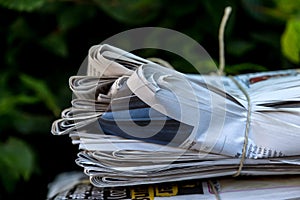 Stack of waste paper. old newspapers