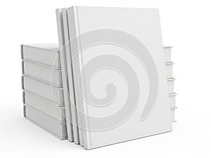 Stack of white binders isolated on white background
