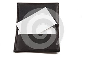 Stack of white blank card in card holder