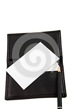 Stack of white blank card in card holder