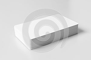 Stack of  white blank credit cards mockup on white background