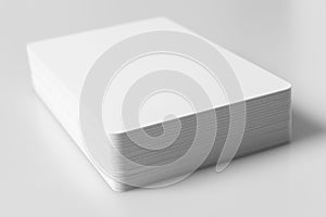 Stack of  white blank credit cards mockup on white background