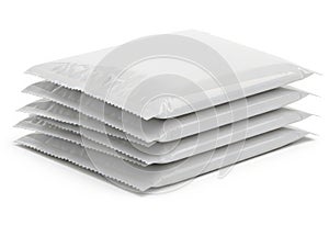 Stack of white bubble mailers ready for shipping