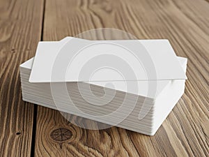 Stack of white business cards isolated on white background
