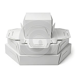 Stack of white cardboard boxes isolated on white background