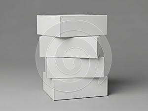 Stack of white cardboard boxes isolated on white background