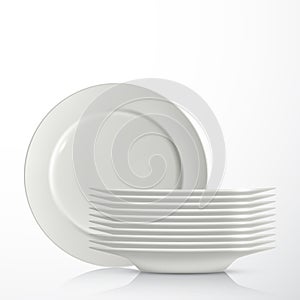 Stack of white ceramic plates