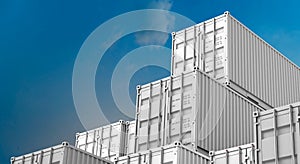 Stack of white containers box, Cargo freight ship for import export 3D