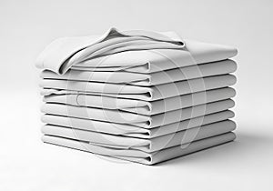 Stack of white folded sheets isolated on white background