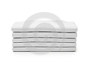 Stack of white folded sheets isolated on white background