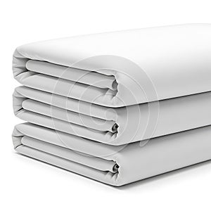 Stack of white folded sheets isolated on white background