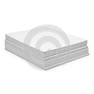 Stack of white and grey textured paper sheets on a white background