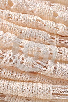 Stack of white knitted fabric