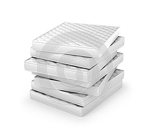 Stack of white mattresses