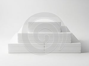 Stack of white notepads isolated on white background