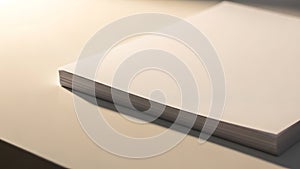 Stack of White Paper on Desk with Shadow