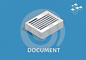 Stack of white paper documents with lines isolated on white background