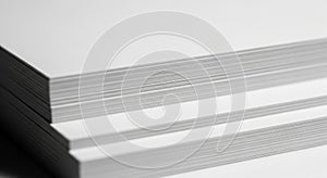 Stack of White Paper Sheets Close Up Macro Detail clean