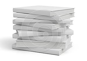 Stack of white paper sheets isolated on white background
