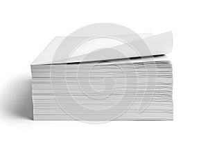 Stack of white paper sheets isolated on white background