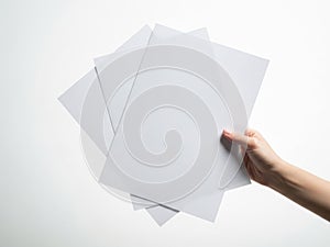 Stack of white paper sheets isolated on white background