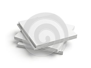 Stack of white paper sheets isolated on white background