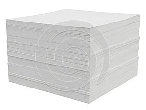 Stack of white paper sheets isolated on white background
