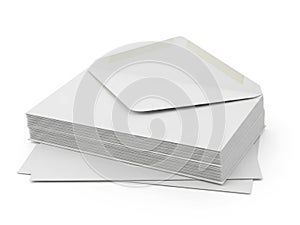 Stack of white paper sheets isolated on white background