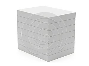 Stack of white paper sheets isolated on white background
