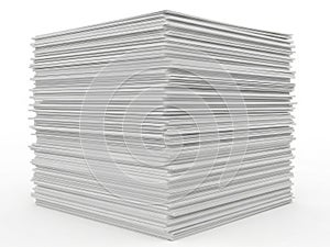 Stack of white paper sheets isolated on white background