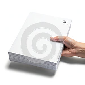 Stack of white paper sheets isolated on white background