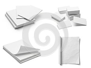 Stack of white paper sheets isolated on white background