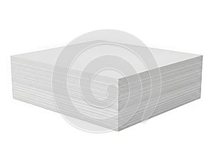Stack of white paper sheets isolated on transparent background