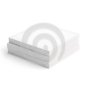 A stack of white paper sheets on a plain white background