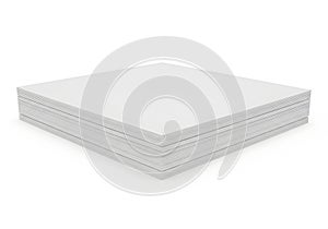 Stack of white paper sheets on a plain white background