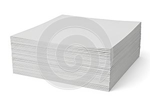 Stack of white paper sheets on a plain background