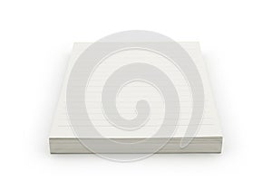 Stack of white paper sheets on a plain white background